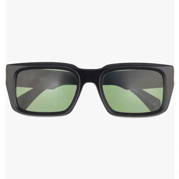 NEW OFF-WHITE Hays 54mm Black Square Sunglasses with Gold Accent display picture 2